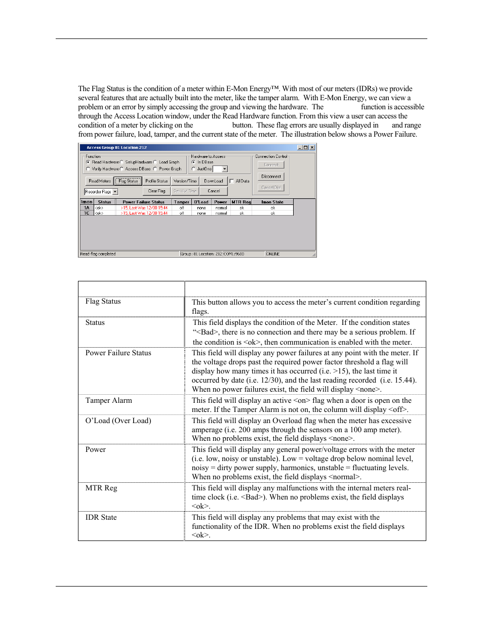 What is a flag status | E-Mon Energy Software User Manual | Page 154 / 223