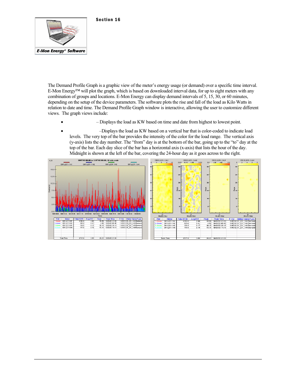 Section 16 - demand profile graph, Demand profile graph, What is the demand profile graph | E-Mon Energy Software User Manual | Page 156 / 223