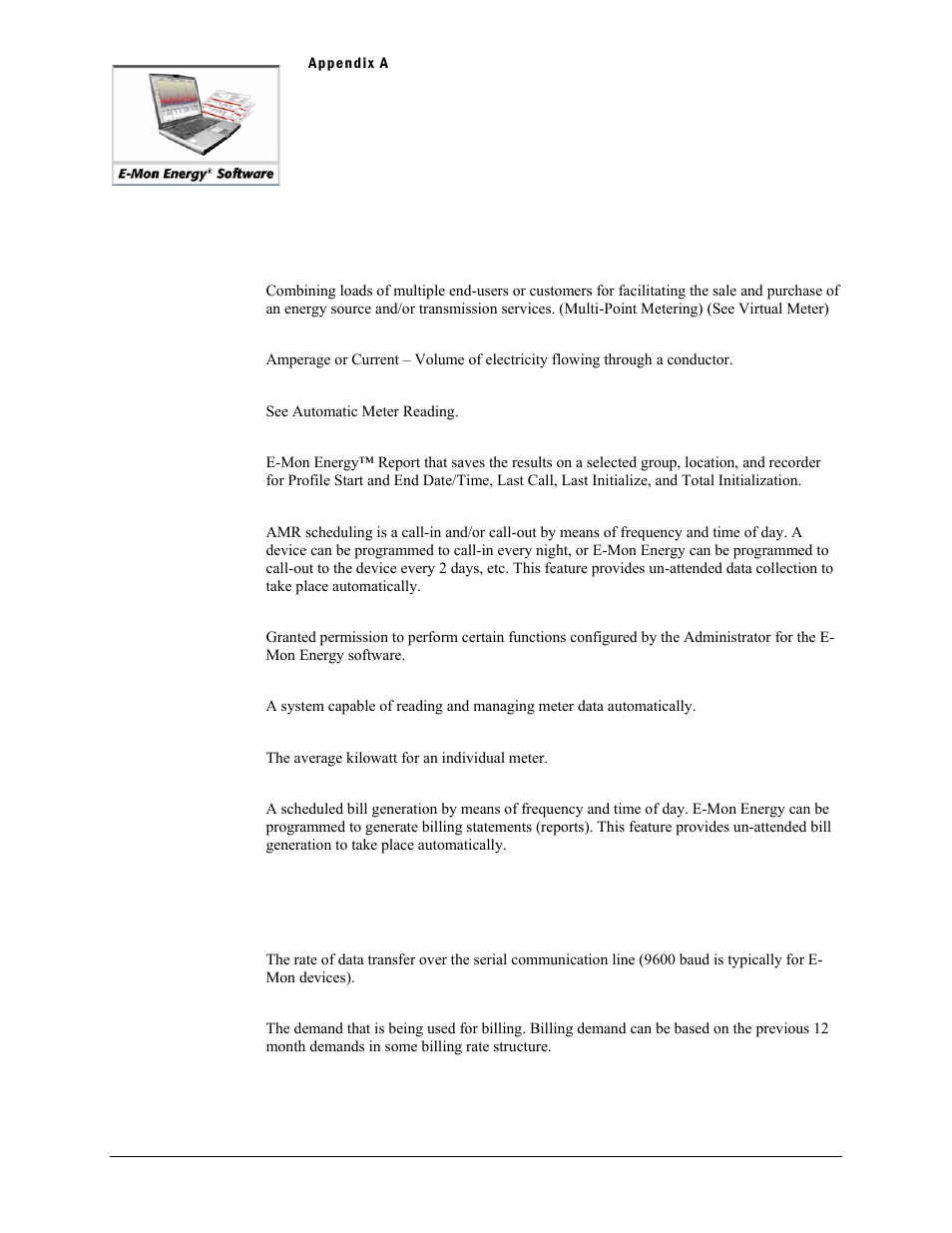 Appendix a - glossary, Glossary | E-Mon Energy Software User Manual | Page 198 / 223