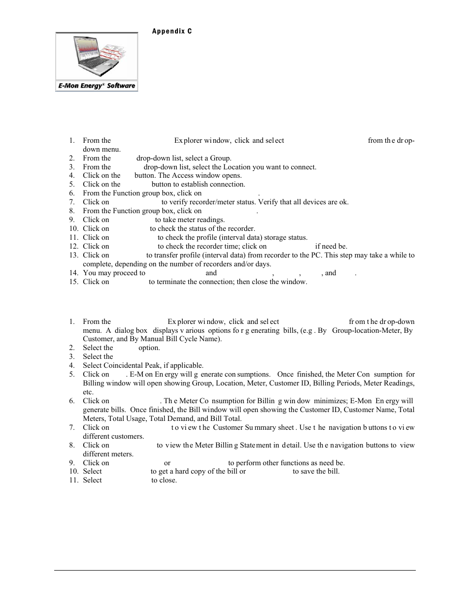 Appendix c - reference guide, Reference guide, Connect and read meters | Generate bills | E-Mon Energy Software User Manual | Page 214 / 223