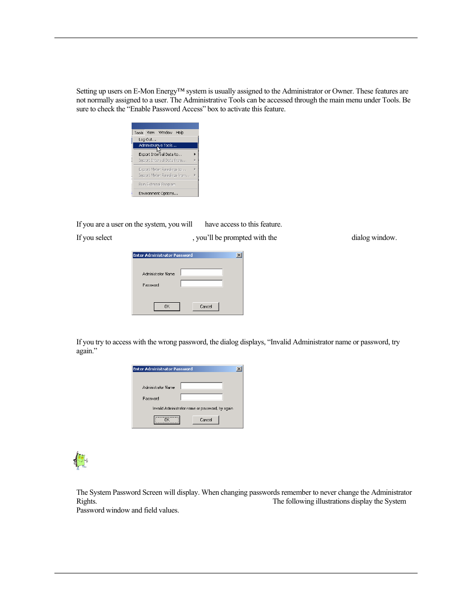 How do i set up passwords and access rights | E-Mon Energy Software User Manual | Page 25 / 223