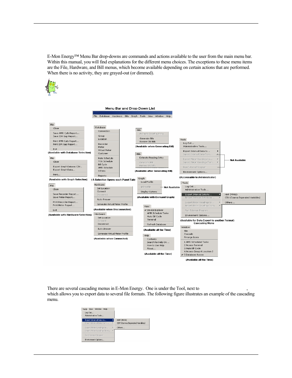 What is the menu bar | E-Mon Energy Software User Manual | Page 29 / 223
