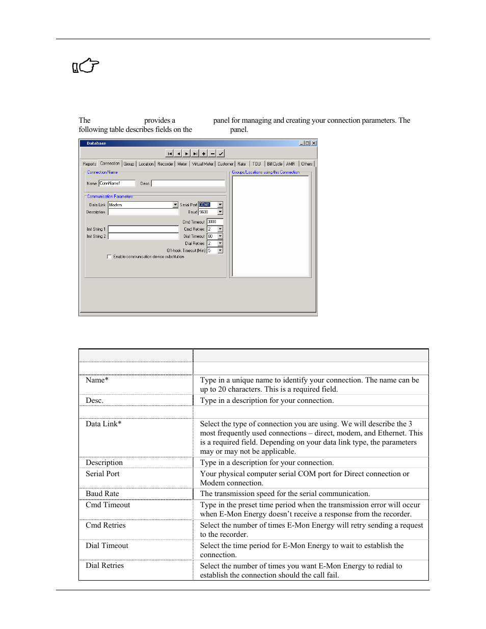 What is the connection panel | E-Mon Energy Software User Manual | Page 40 / 223
