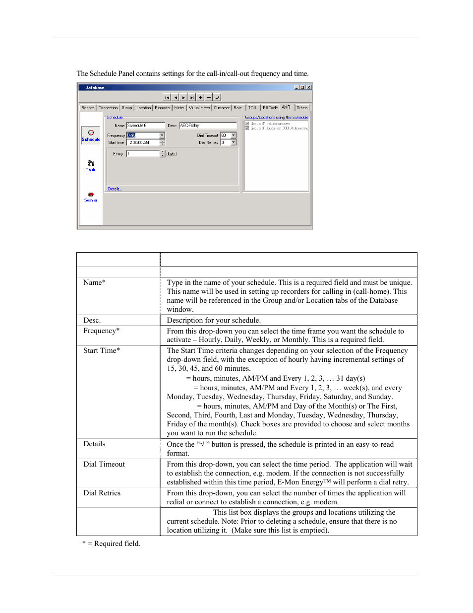 What is the schedule panel | E-Mon Energy Software User Manual | Page 50 / 223