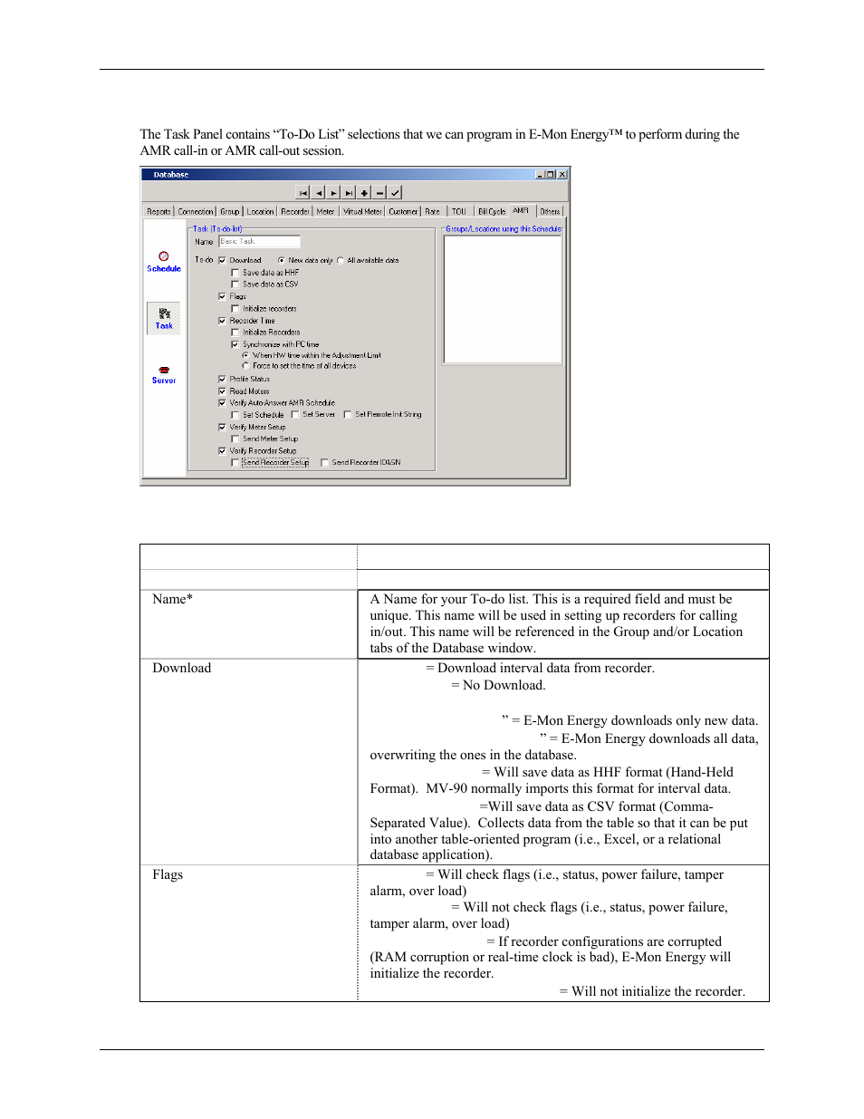 What is the task panel | E-Mon Energy Software User Manual | Page 51 / 223