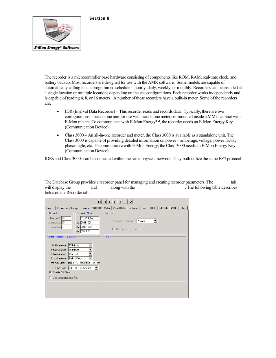 Section 8 - recorder, Recorder, What is a recorder | What is the recorder panel | E-Mon Energy Software User Manual | Page 78 / 223