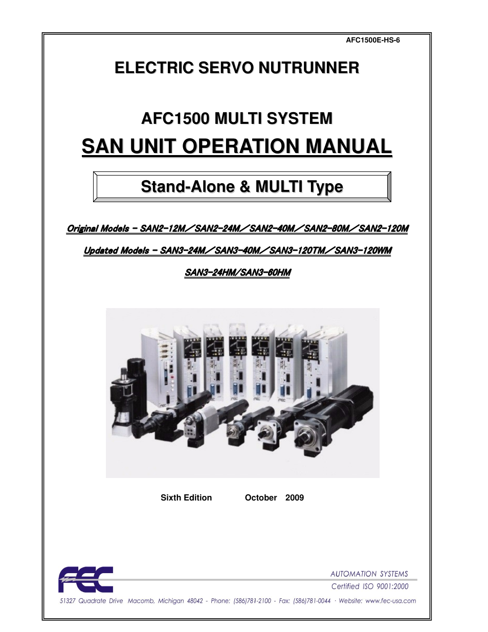 FEC AFC1500 User Manual | 198 pages