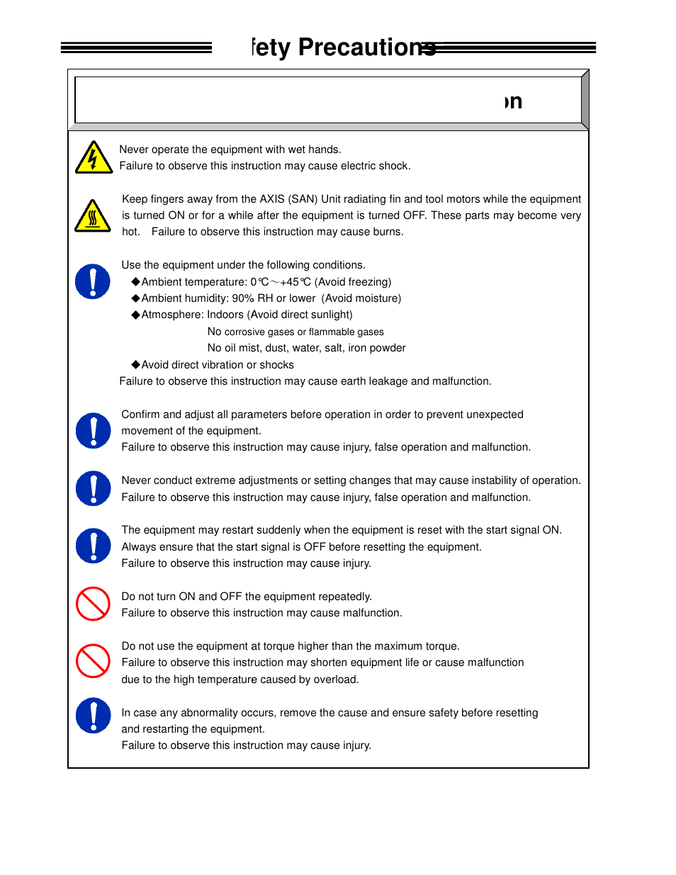 Safety precautions, Caution, Operation / adjustment | Adjustment | FEC AFC1500 User Manual | Page 10 / 198
