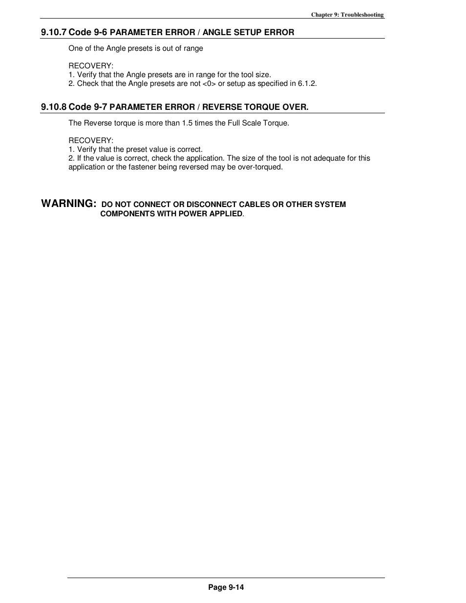 Warning | FEC AFC1500 User Manual | Page 168 / 198
