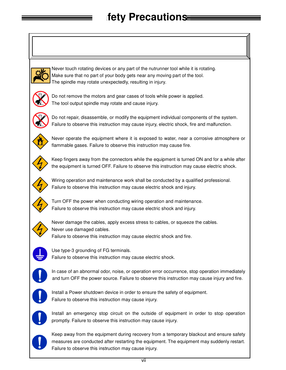 Safety precautions, Warning | FEC AFC1500 User Manual | Page 7 / 129