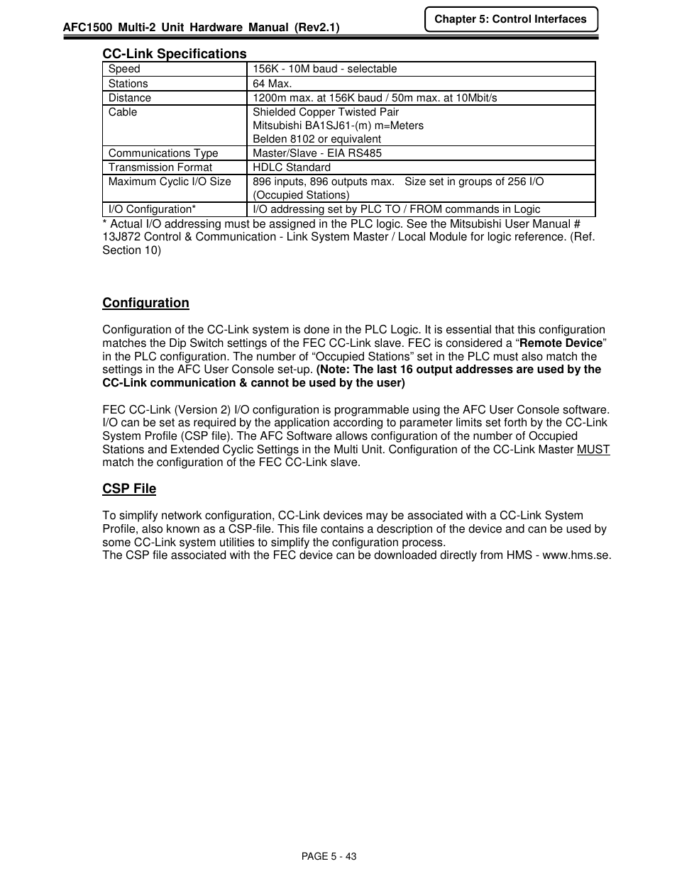 FEC AFC1500 User Manual | Page 87 / 129