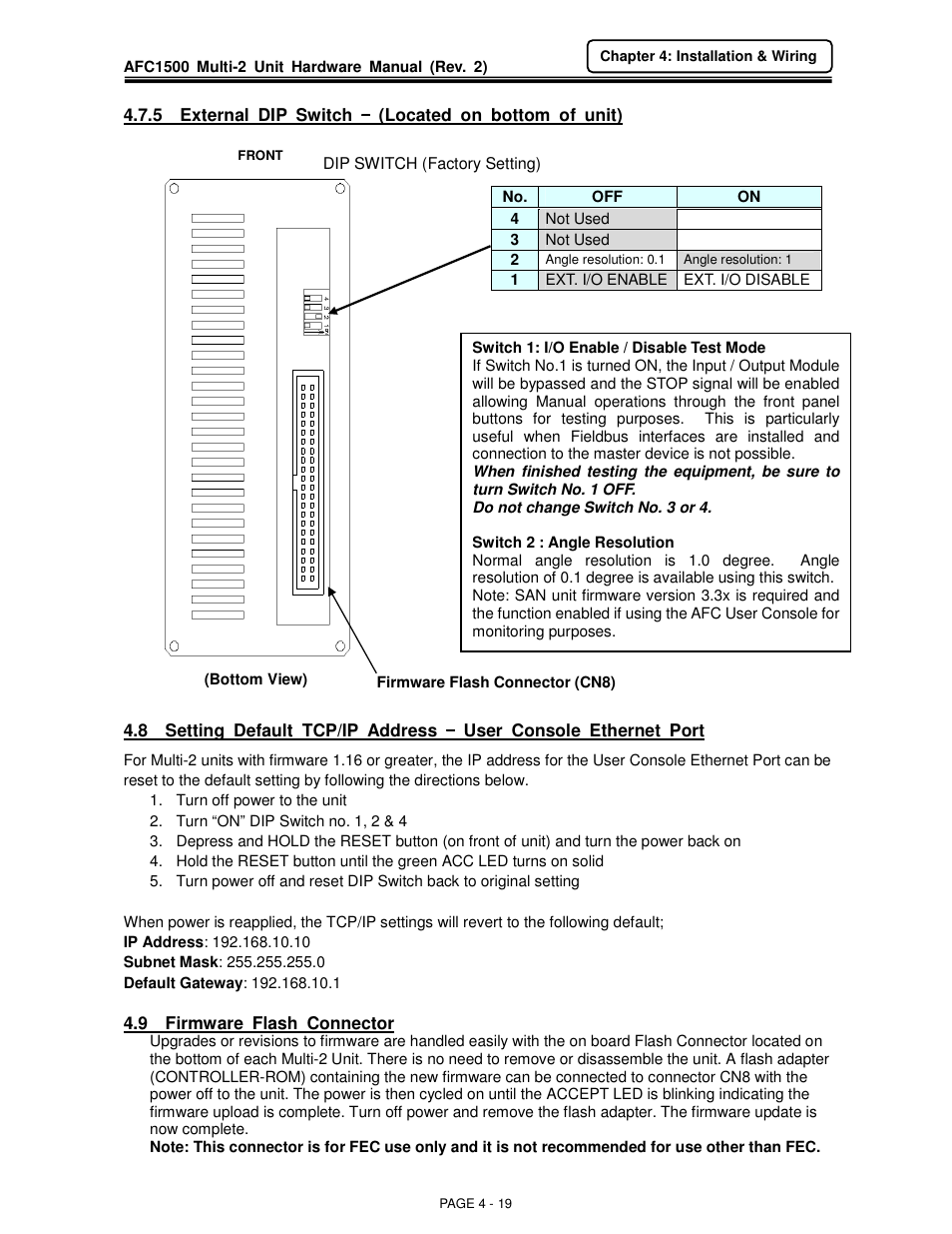 FEC AFC1500 User Manual | Page 19 / 20