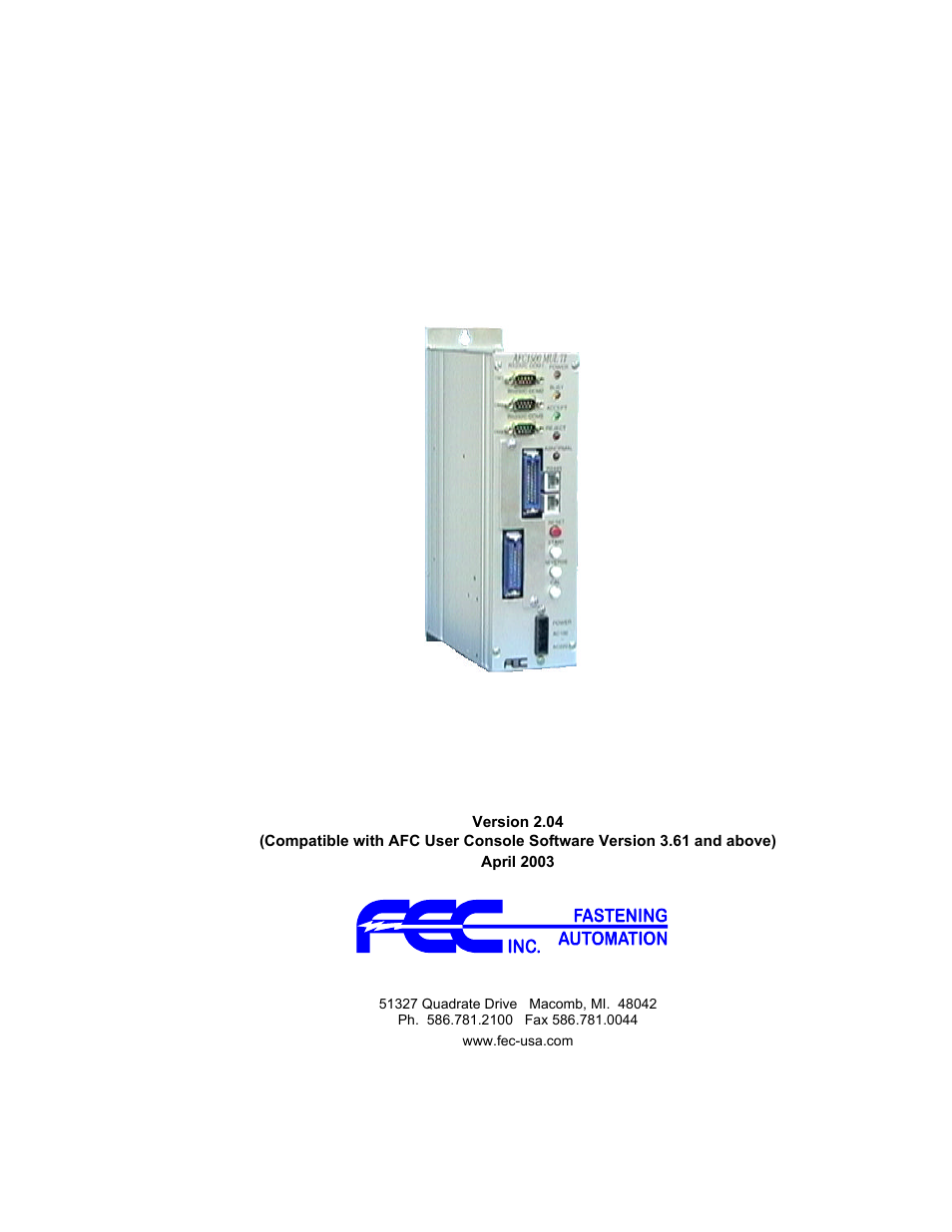 FEC AFC1500 User Manual | 63 pages