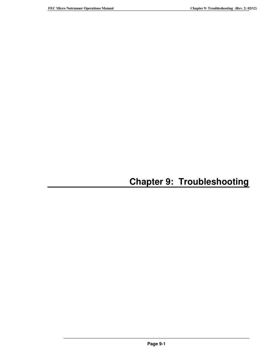 Micro_nr_e9.pdf, Chapter 9: troubleshooting | FEC MICRO NR User Manual | Page 103 / 118