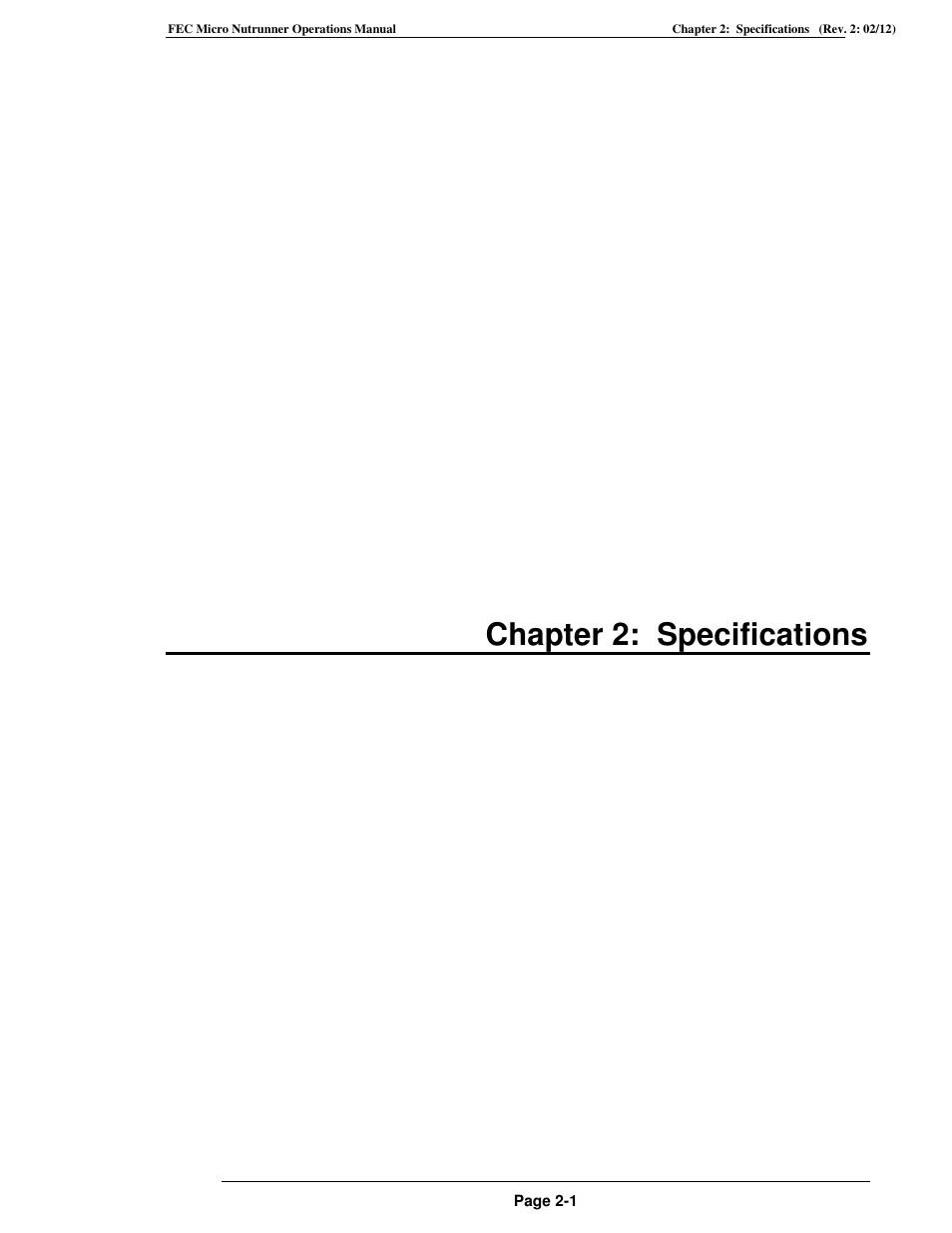 Micro_nr_e2.pdf, Chapter 2: specifications | FEC MICRO NR User Manual | Page 21 / 118