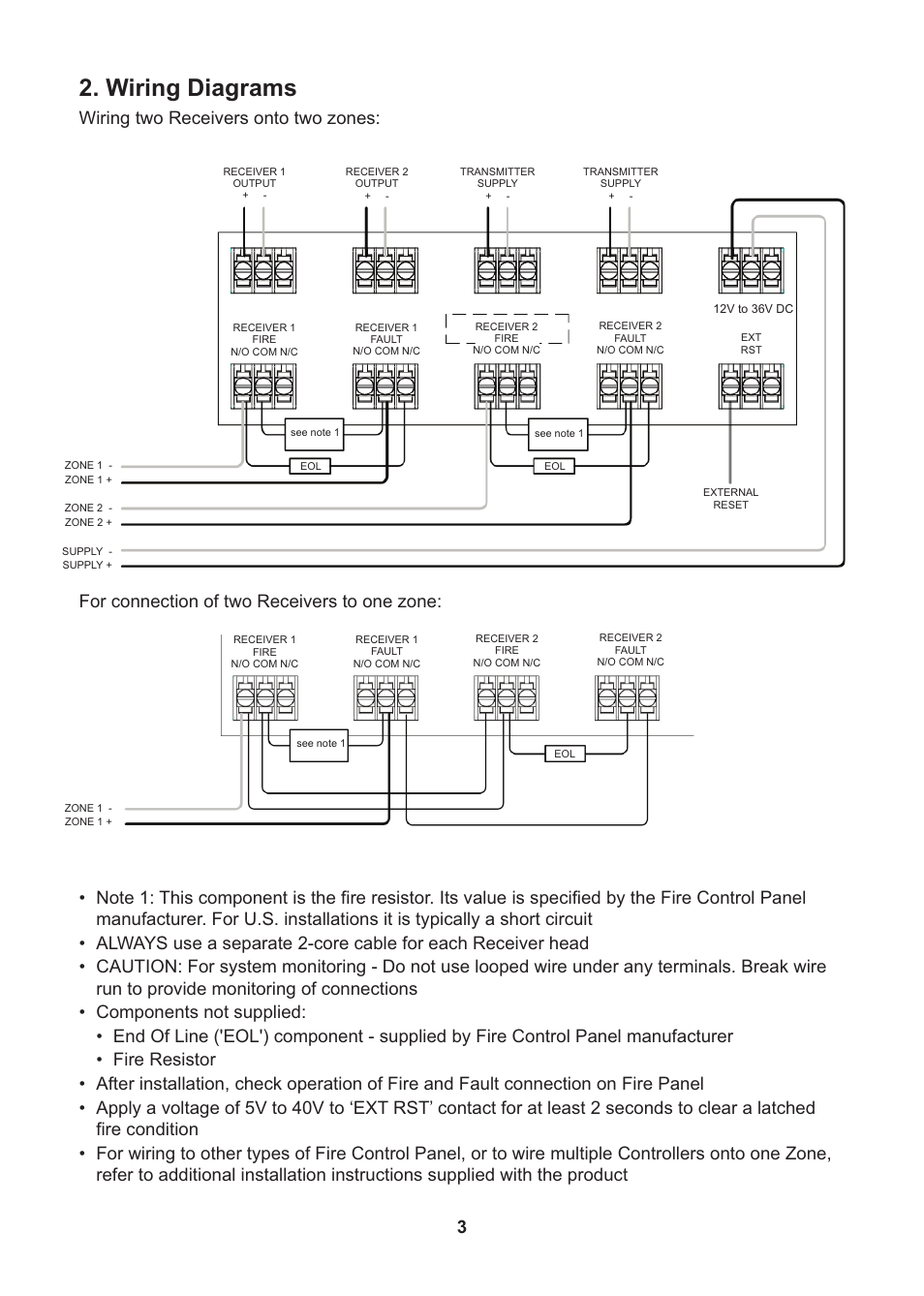 Wiring diagrams | Fire Fighting Enterprises FIRERAY 3000 User Manual | Page 3 / 16