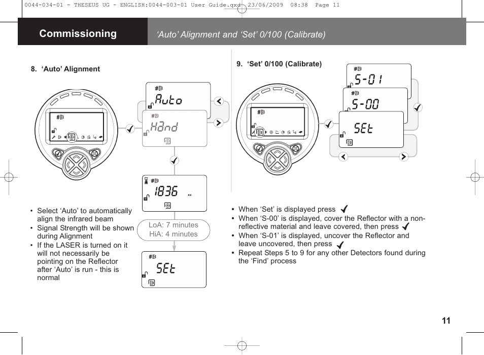 Commissioning | Fire Fighting Enterprises FIRERAY 5000 4-Head (Legacy) User Manual | Page 11 / 30