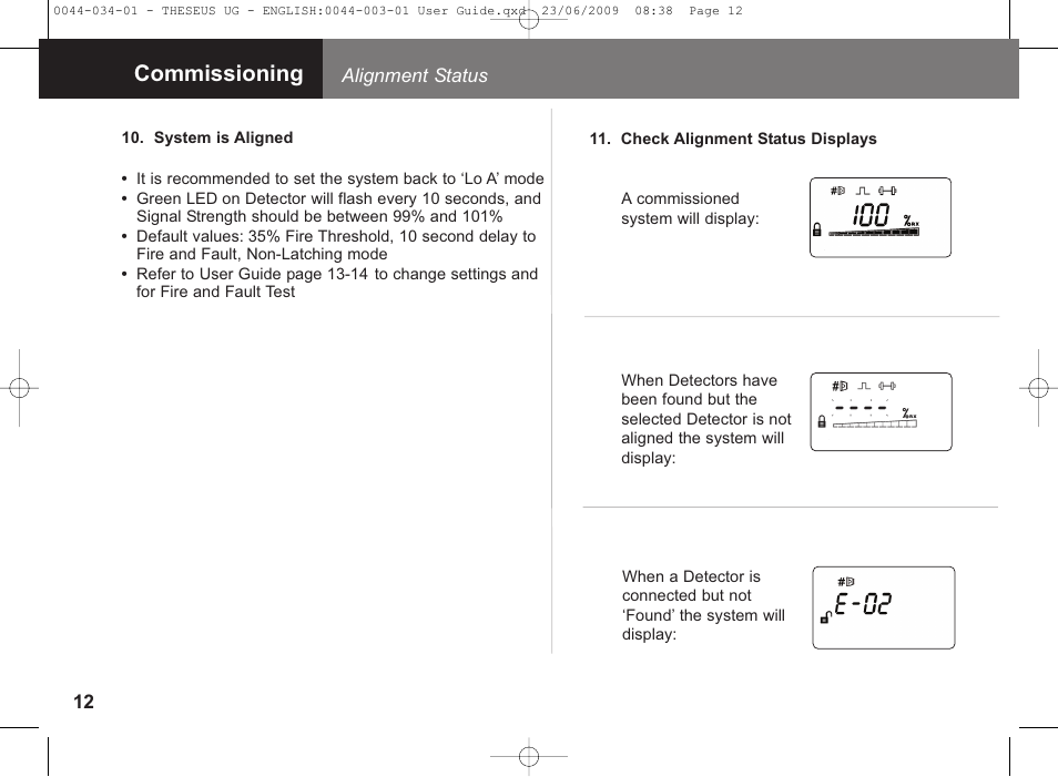 Commissioning | Fire Fighting Enterprises FIRERAY 5000 4-Head (Legacy) User Manual | Page 12 / 30