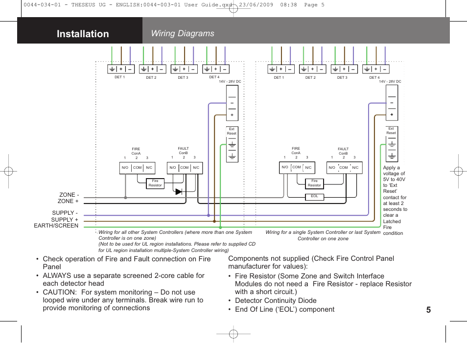 Installation, Wiring diagrams | Fire Fighting Enterprises FIRERAY 5000 4-Head (Legacy) User Manual | Page 5 / 30