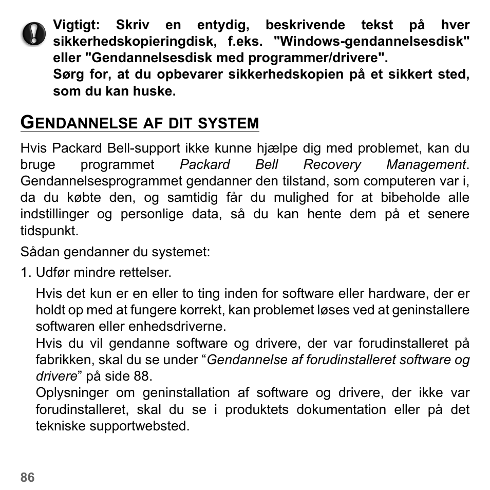 Gendannelse af dit system | PACKARD BELL dot s series User Manual | Page 1000 / 2279