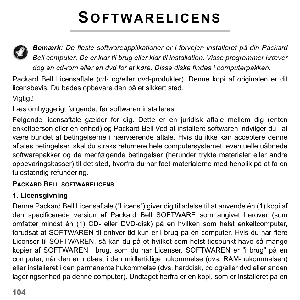 Softwarelicens | PACKARD BELL dot s series User Manual | Page 1018 / 2279