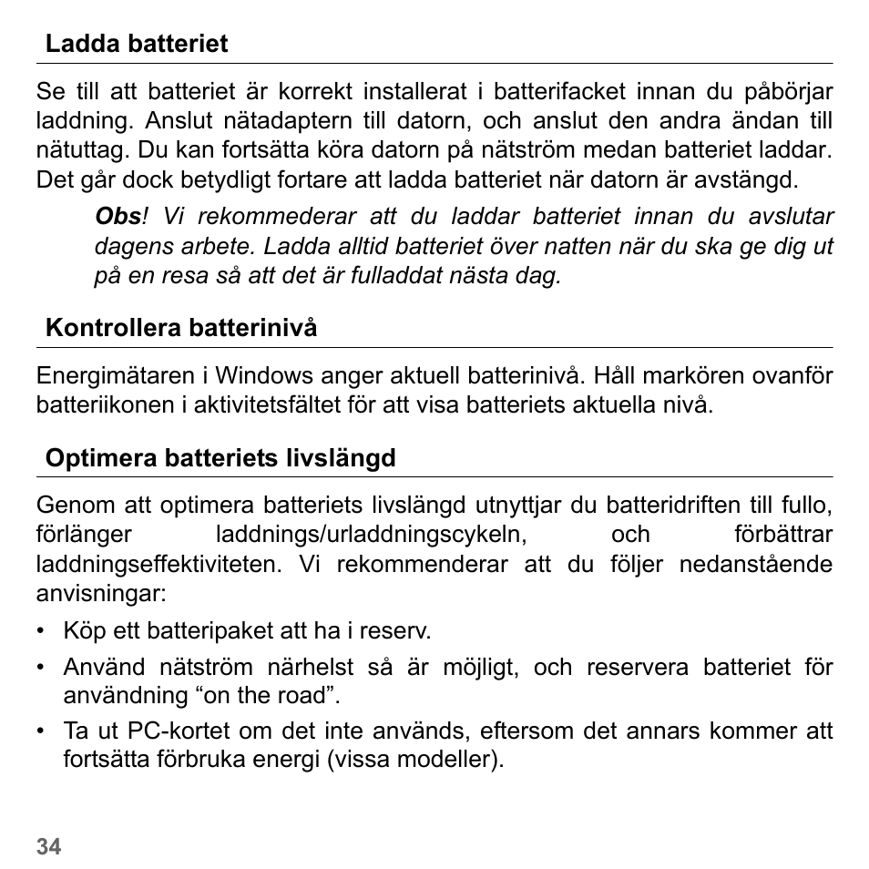 Ladda batteriet, Kontrollera batterinivå, Optimera batteriets livslängd | PACKARD BELL dot s series User Manual | Page 1058 / 2279