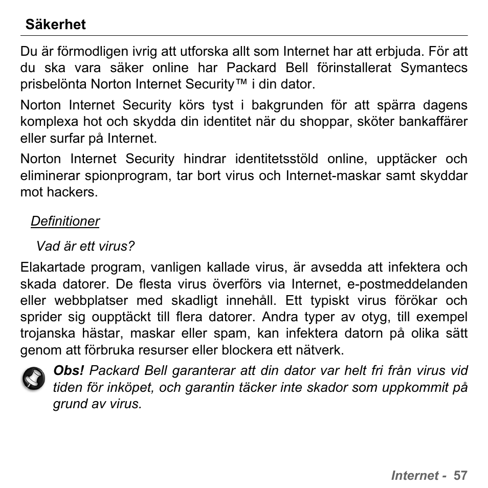 Säkerhet | PACKARD BELL dot s series User Manual | Page 1081 / 2279
