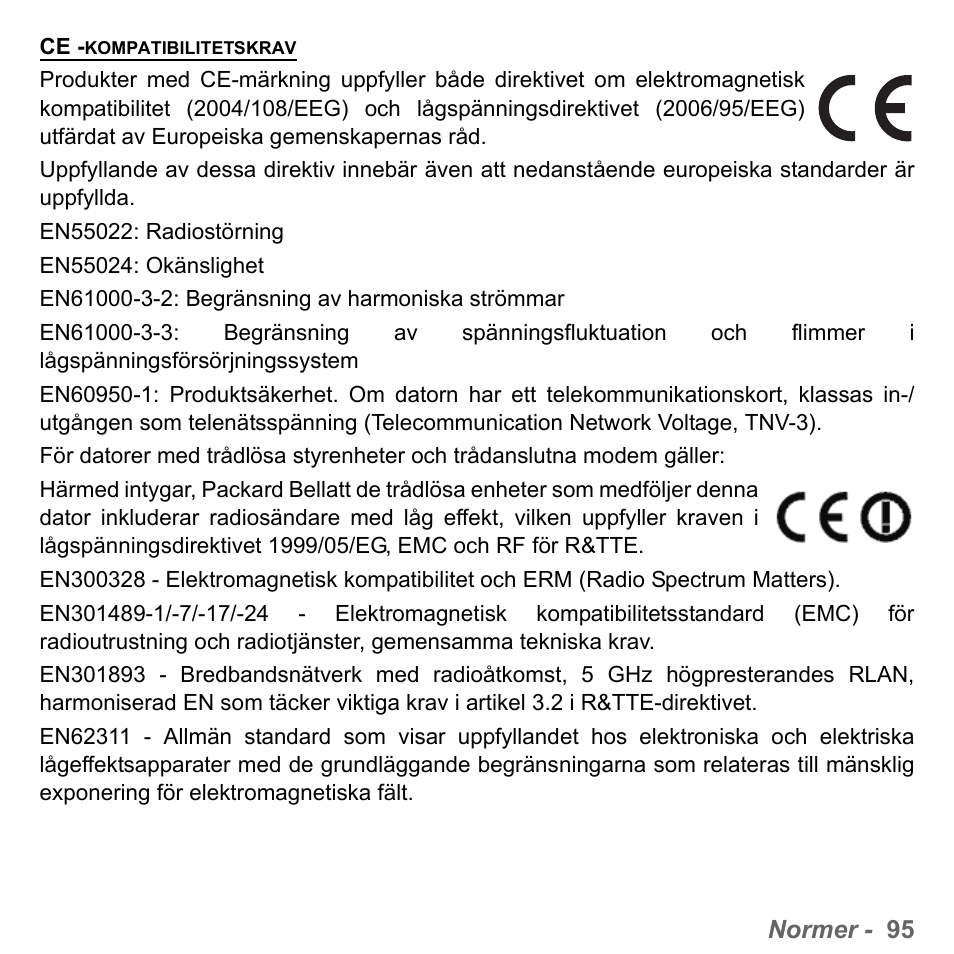 Normer - 95 | PACKARD BELL dot s series User Manual | Page 1119 / 2279