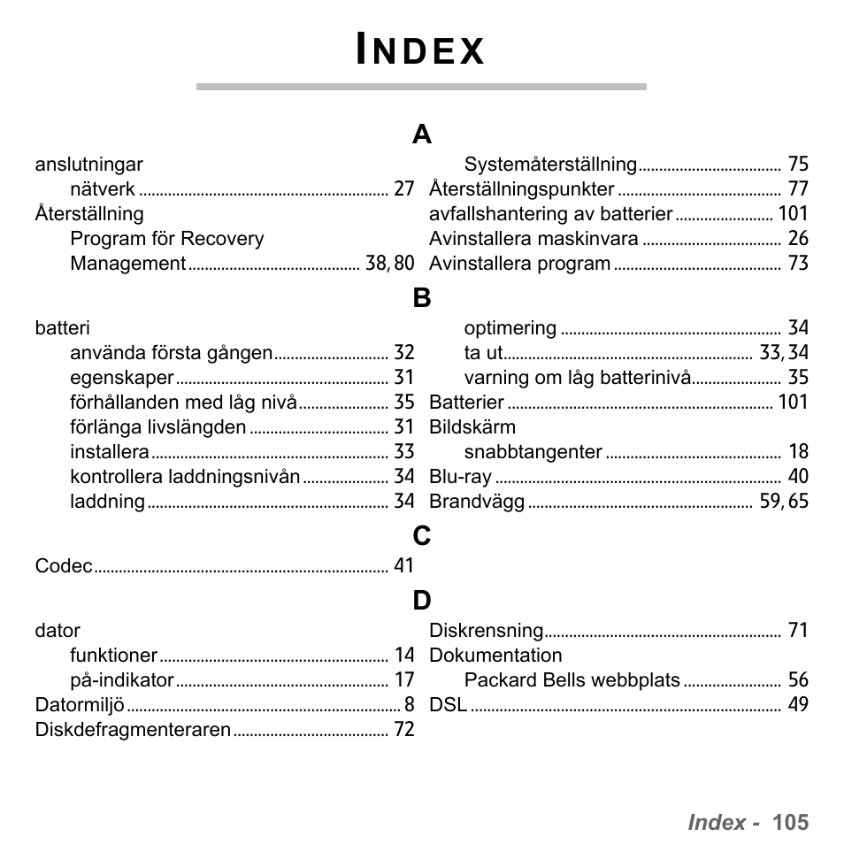 Index, N d e x | PACKARD BELL dot s series User Manual | Page 1129 / 2279