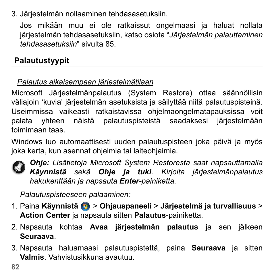 Palautustyypit | PACKARD BELL dot s series User Manual | Page 1214 / 2279