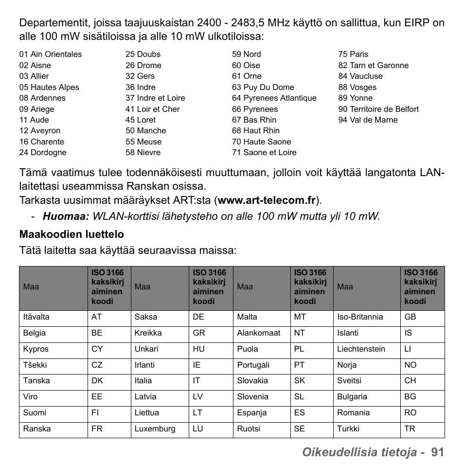 Oikeudellisia tietoja - 91 | PACKARD BELL dot s series User Manual | Page 1223 / 2279