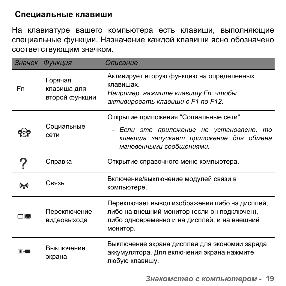 Специальные клавиши | PACKARD BELL dot s series User Manual | Page 1257 / 2279