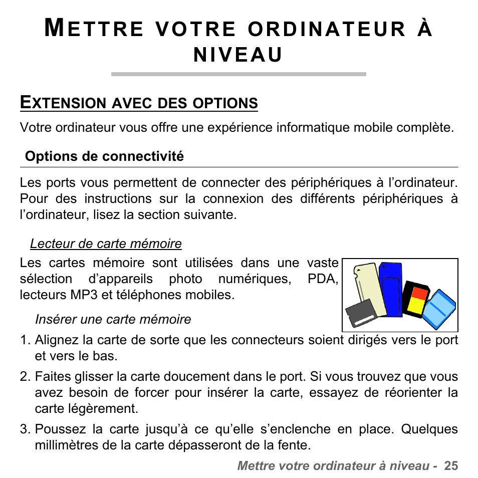 Mettre votre ordinateur à niveau, Extension avec des options, Options de connectivité | PACKARD BELL dot s series User Manual | Page 133 / 2279