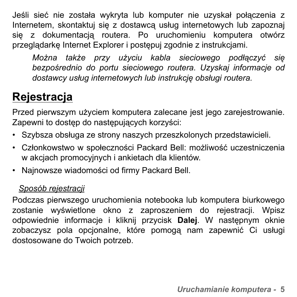 Rejestracja | PACKARD BELL dot s series User Manual | Page 1369 / 2279