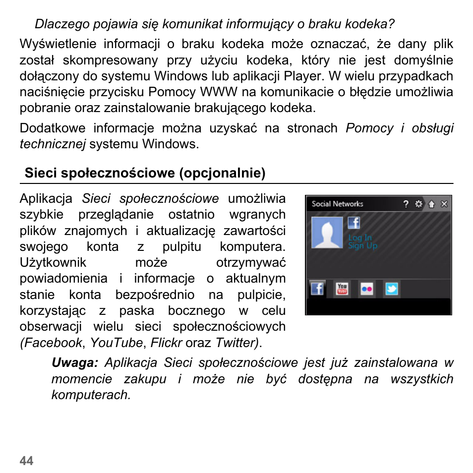 Sieci społecznościowe (opcjonalnie) | PACKARD BELL dot s series User Manual | Page 1408 / 2279