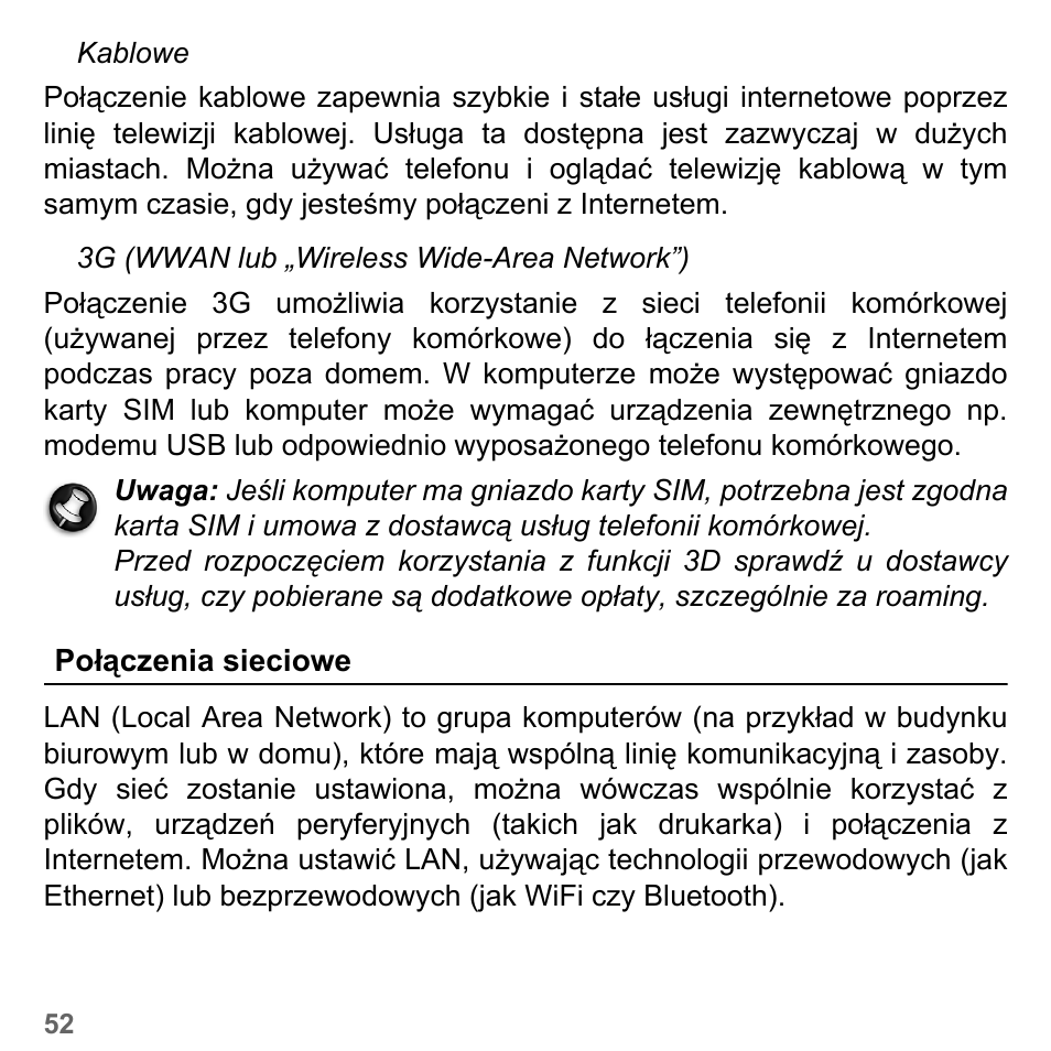 Połączenia sieciowe | PACKARD BELL dot s series User Manual | Page 1416 / 2279