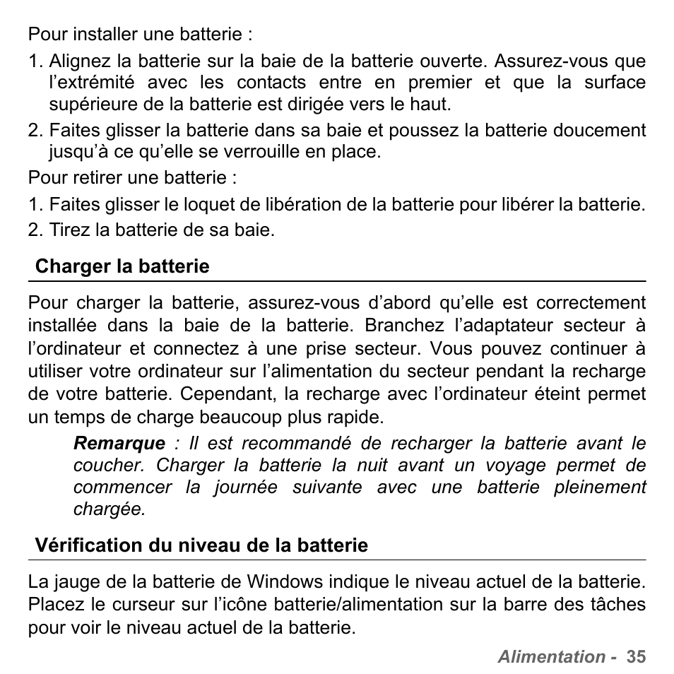 Charger la batterie, Vérification du niveau de la batterie | PACKARD BELL dot s series User Manual | Page 143 / 2279