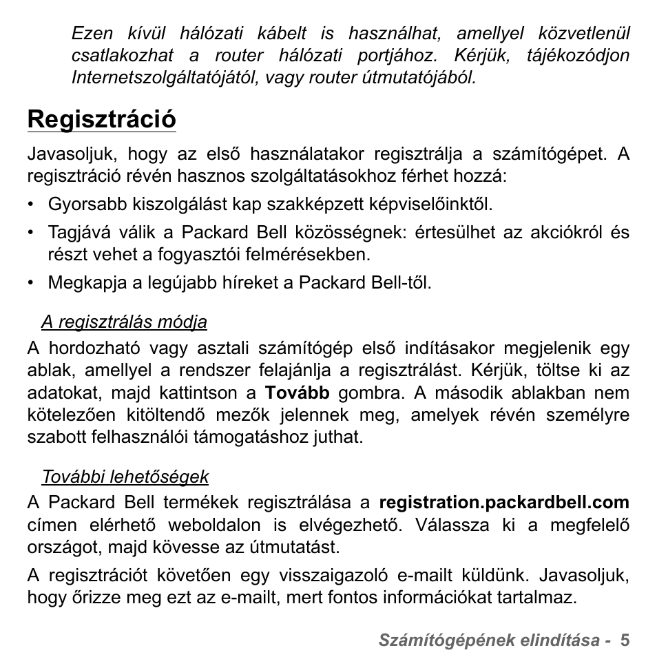 Regisztráció | PACKARD BELL dot s series User Manual | Page 1483 / 2279