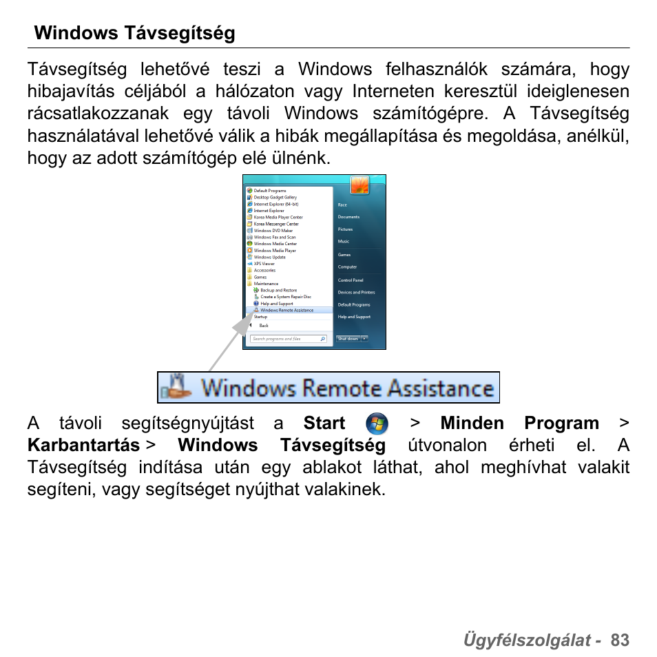 Windows távsegítség | PACKARD BELL dot s series User Manual | Page 1561 / 2279