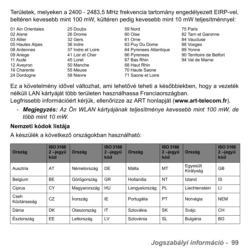 Jogszabályi információ - 99 | PACKARD BELL dot s series User Manual | Page 1577 / 2279