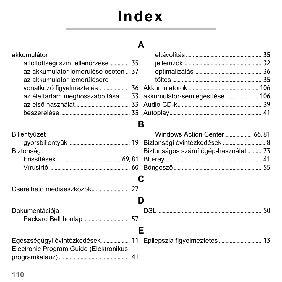 Index | PACKARD BELL dot s series User Manual | Page 1588 / 2279