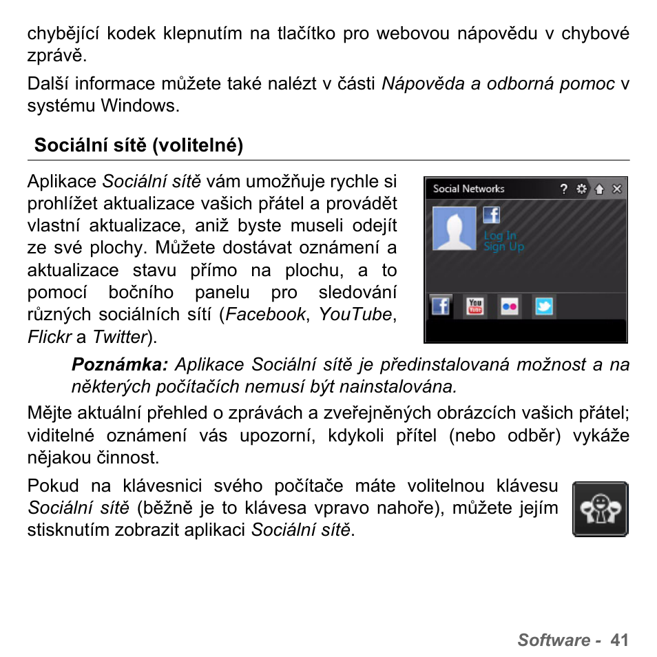 Sociální sítě (volitelné) | PACKARD BELL dot s series User Manual | Page 1633 / 2279