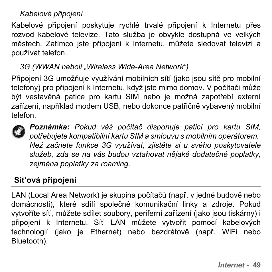 Sít’ová připojení | PACKARD BELL dot s series User Manual | Page 1641 / 2279