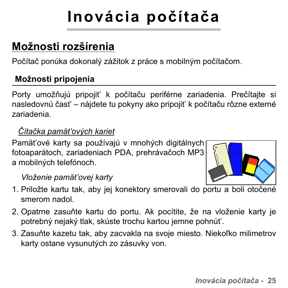 Inovácia počítača, Možnosti rozšírenia, Možnosti pripojenia | PACKARD BELL dot s series User Manual | Page 1727 / 2279