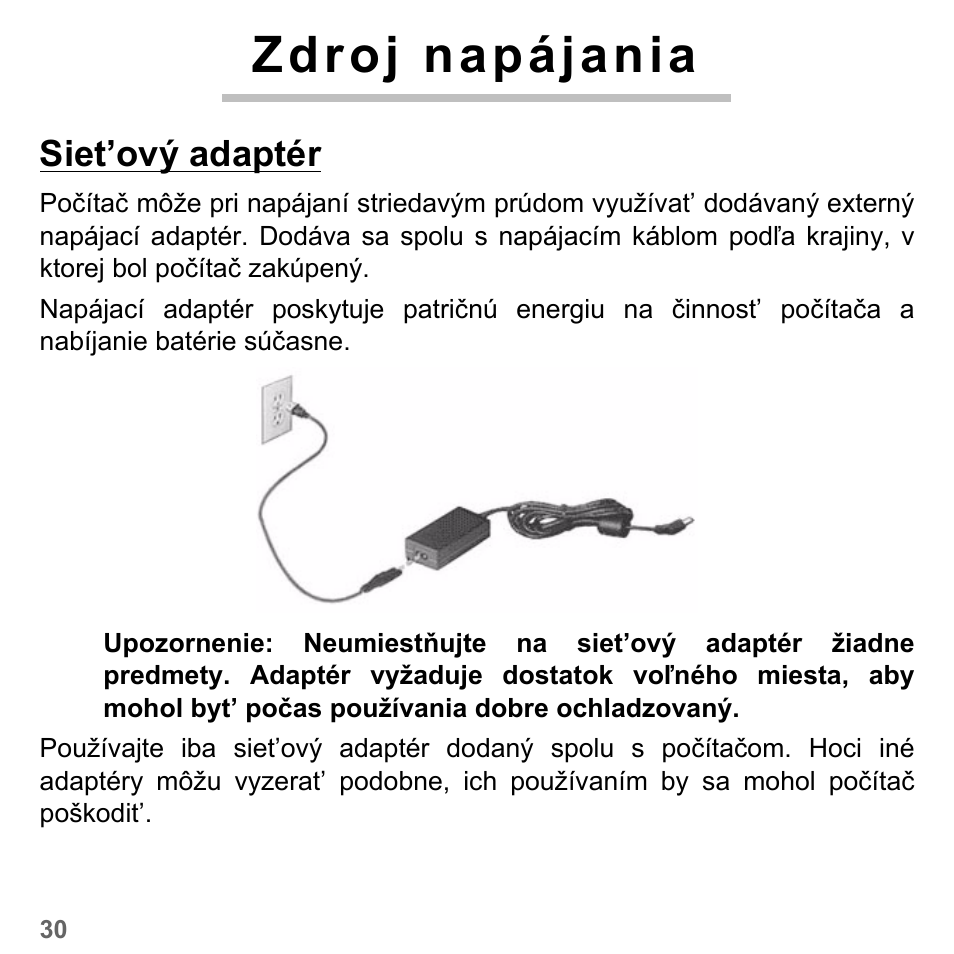 Zdroj napájania, Siet’ový adaptér | PACKARD BELL dot s series User Manual | Page 1732 / 2279