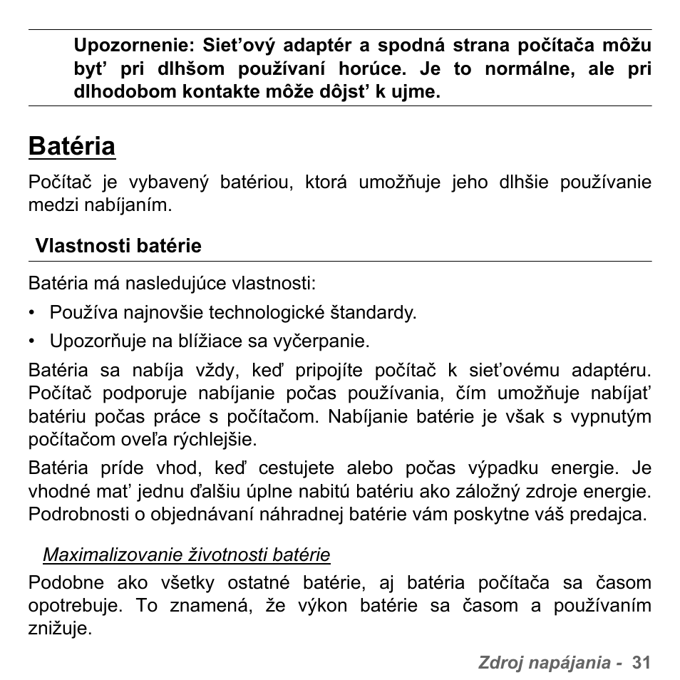 Batéria, Vlastnosti batérie | PACKARD BELL dot s series User Manual | Page 1733 / 2279