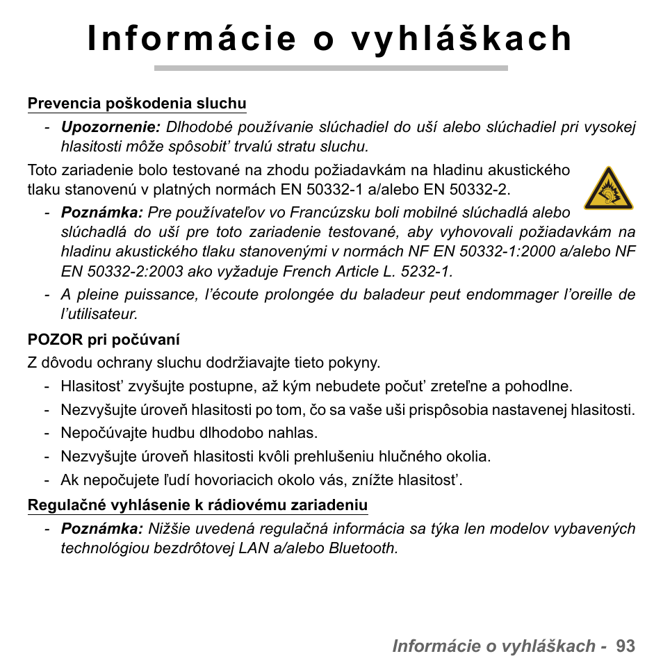 Informácie o vyhláškach | PACKARD BELL dot s series User Manual | Page 1795 / 2279