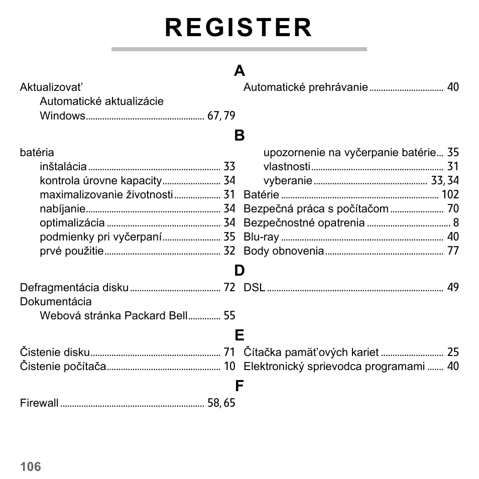 Register | PACKARD BELL dot s series User Manual | Page 1808 / 2279