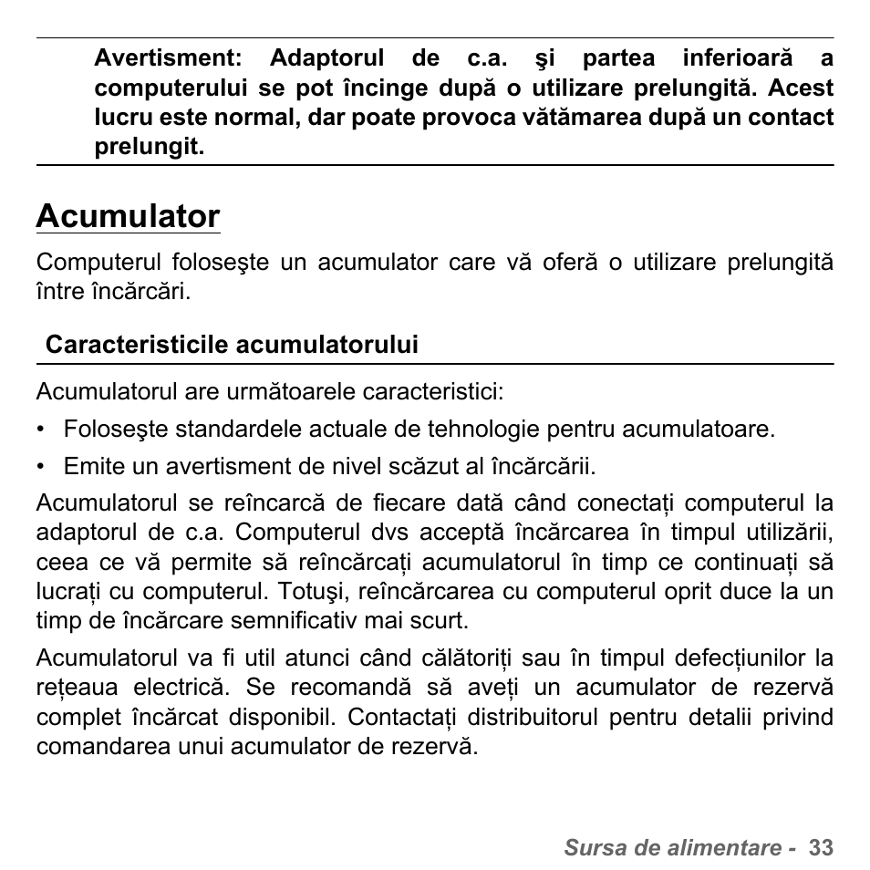 Acumulator, Caracteristicile acumulatorului | PACKARD BELL dot s series User Manual | Page 1845 / 2279