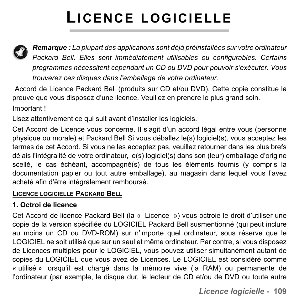 Licence logicielle | PACKARD BELL dot s series User Manual | Page 217 / 2279